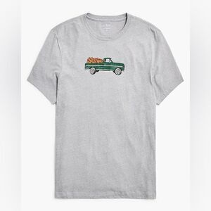J. Crew Heather Gray Tee with Green Truck and PumpkinDesign